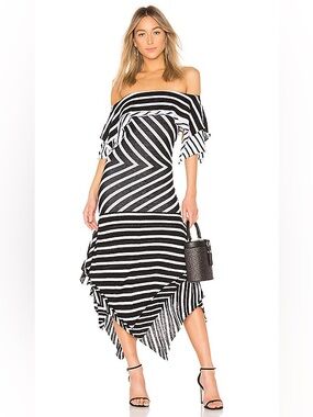 Tabula Rasa Anthropologie Off Shoulder Stripe Dress Boho Linen Blend S